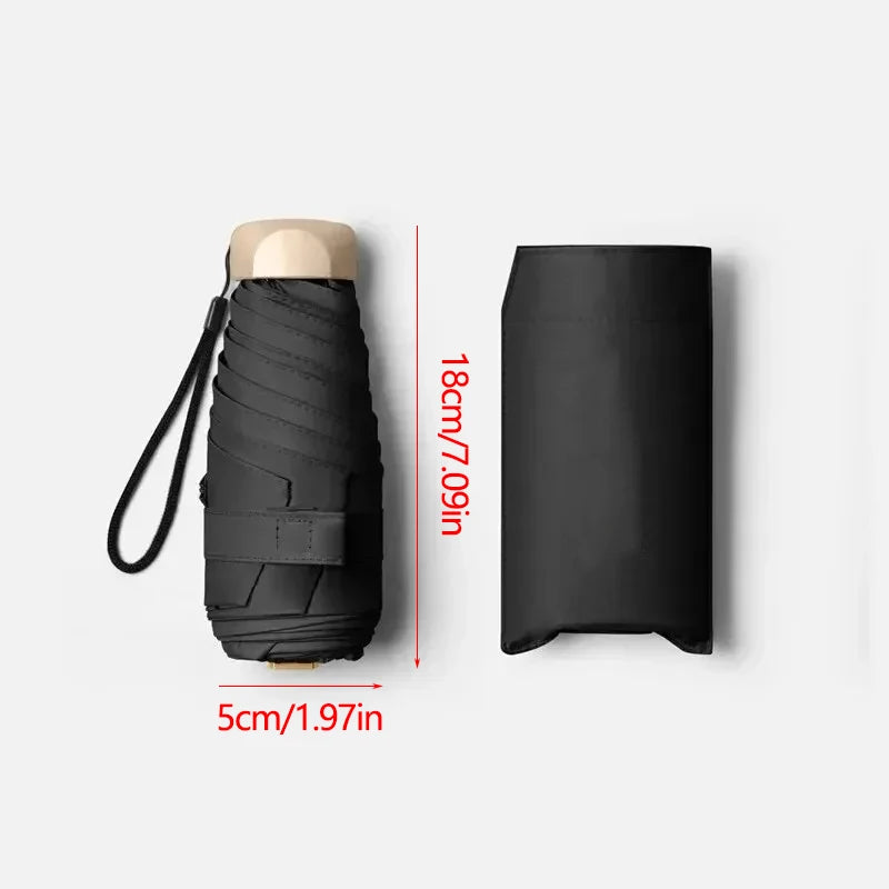 1Pc 55% Off Mini Sun Umbrella Pocket Rain Umbrella Vinyl Folding UV Ultraviolet Protection Sun Shade Pocket Parasol Capsule