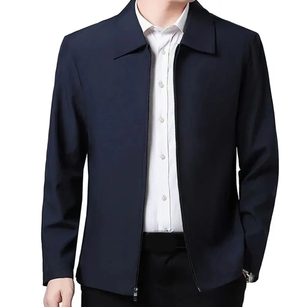 Men Coat Cardigan Solid Color Turn-down Collar Loose Cardigan Spring Jacket for Business Work Male Clothing Streetwear