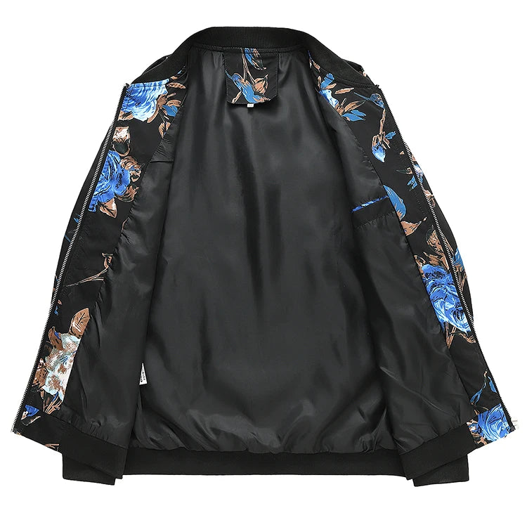 2025 Autumn New Printed Jackets Fashion Slim Fit Mens Casual Bomber Jacket Cardigan Zipper Coats Big Size 6XL Windbreaker Coat