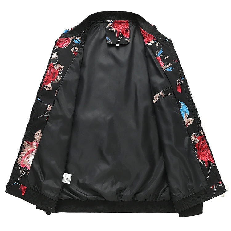 2025 Autumn New Printed Jackets Fashion Slim Fit Mens Casual Bomber Jacket Cardigan Zipper Coats Big Size 6XL Windbreaker Coat
