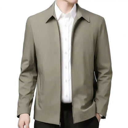 Men Coat Cardigan Solid Color Turn-down Collar Loose Cardigan Spring Jacket for Business Work Male Clothing Streetwear