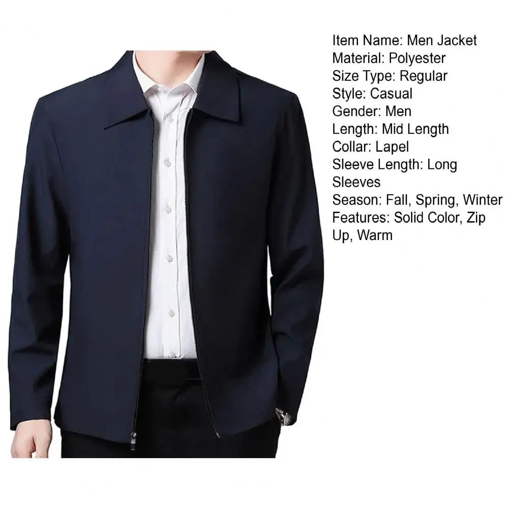 Men Coat Cardigan Solid Color Turn-down Collar Loose Cardigan Spring Jacket for Business Work Male Clothing Streetwear