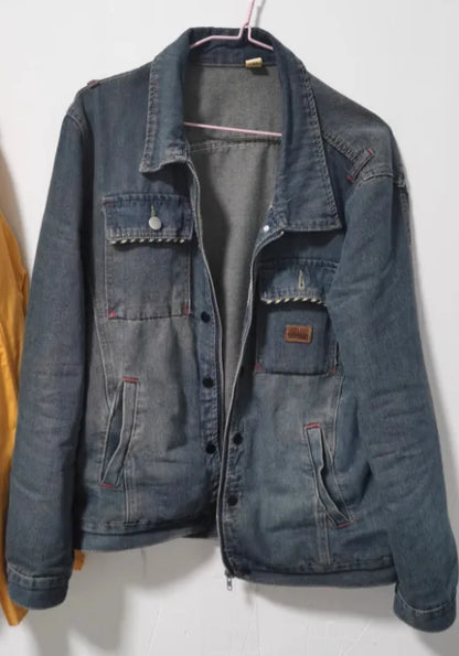 HKSH 2025 Spring Autumn New Man Tide Motorcycle Fashion Denim Jacket Trend Korean Slim Safari Style Casual Handsome Coats HK4817