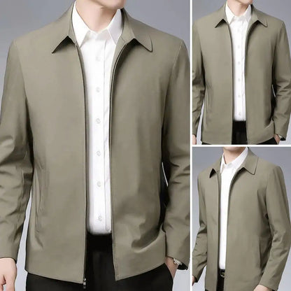Men Coat Cardigan Solid Color Turn-down Collar Loose Cardigan Spring Jacket for Business Work Male Clothing Streetwear