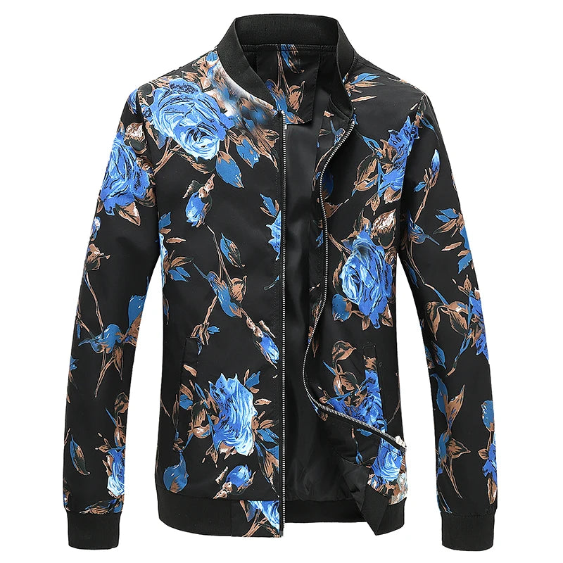 2025 Autumn New Printed Jackets Fashion Slim Fit Mens Casual Bomber Jacket Cardigan Zipper Coats Big Size 6XL Windbreaker Coat