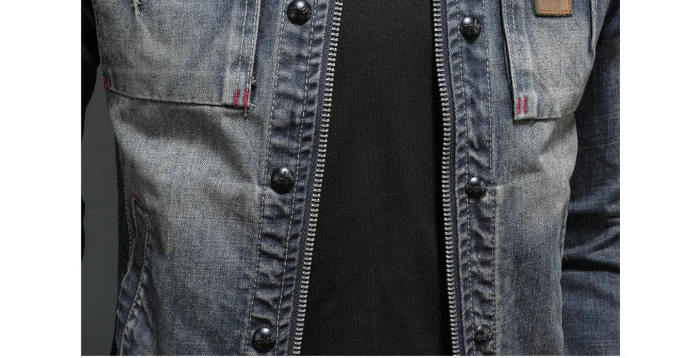 Autumn Winter Men's Denim Jackets Fashion Men Retro Streetwear Cowboy Jacket Men Hip Hop ZipperBiker Jean Coats Clothing