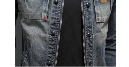 Autumn Winter Men's Denim Jackets Fashion Men Retro Streetwear Cowboy Jacket Men Hip Hop ZipperBiker Jean Coats Clothing