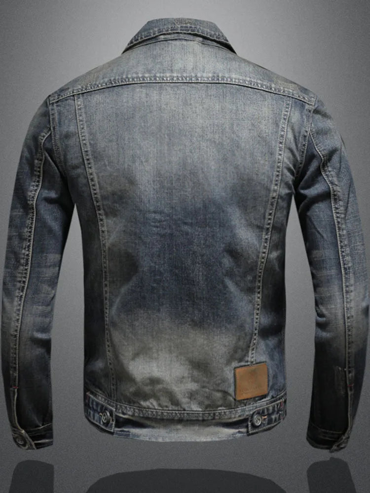 HKSH 2025 Spring Autumn New Man Tide Motorcycle Fashion Denim Jacket Trend Korean Slim Safari Style Casual Handsome Coats HK4817