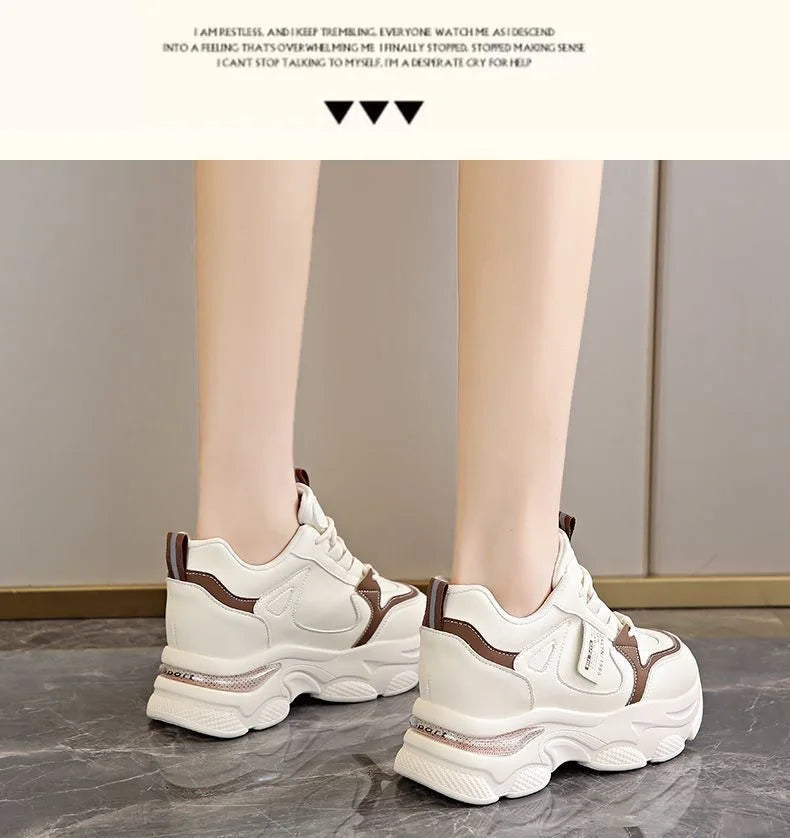 Women Thick Bottom Ultra-light Sneakers New Spring Autumn White Sports Shoes Casual Woman Comfort Breathable Running Shoes