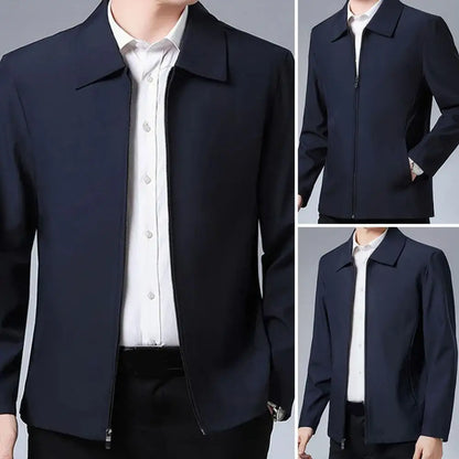 Men Coat Cardigan Solid Color Turn-down Collar Loose Cardigan Spring Jacket for Business Work Male Clothing Streetwear