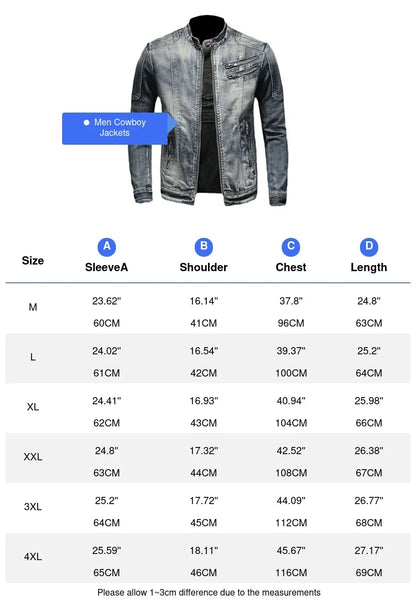Autumn Winter Men's Denim Jackets Fashion Men Retro Streetwear Cowboy Jacket Men Hip Hop ZipperBiker Jean Coats Clothing