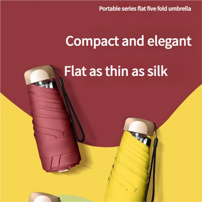 Ultra Light Small Mini Women Five Fold Umbrella Sun Proof Sun Proof Anti UV Sun Rain Dual Use Umbrella Thick Black Glue Pocket S