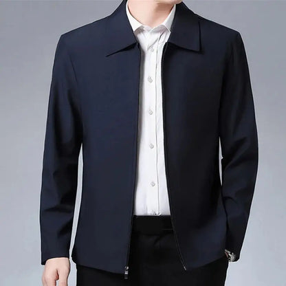 Men Coat Cardigan Solid Color Turn-down Collar Loose Cardigan Spring Jacket for Business Work Male Clothing Streetwear