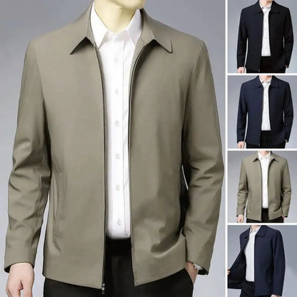 Men Coat Cardigan Solid Color Turn-down Collar Loose Cardigan Spring Jacket for Business Work Male Clothing Streetwear