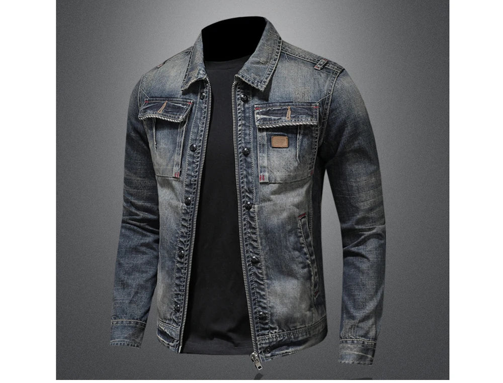 Autumn Winter Men's Denim Jackets Fashion Men Retro Streetwear Cowboy Jacket Men Hip Hop ZipperBiker Jean Coats Clothing