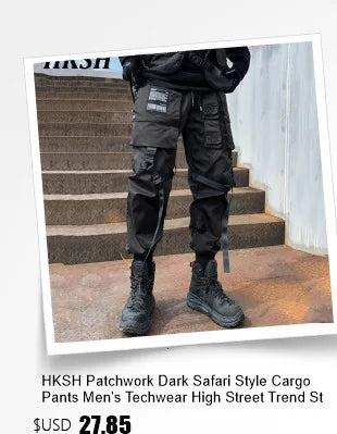HKSH 2025 Spring Autumn New Man Tide Motorcycle Fashion Denim Jacket Trend Korean Slim Safari Style Casual Handsome Coats HK4817