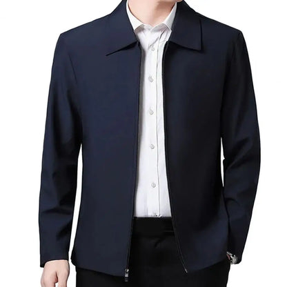 Men Coat Cardigan Solid Color Turn-down Collar Loose Cardigan Spring Jacket for Business Work Male Clothing Streetwear