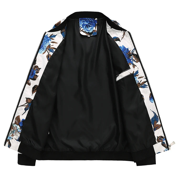2025 Autumn New Printed Jackets Fashion Slim Fit Mens Casual Bomber Jacket Cardigan Zipper Coats Big Size 6XL Windbreaker Coat