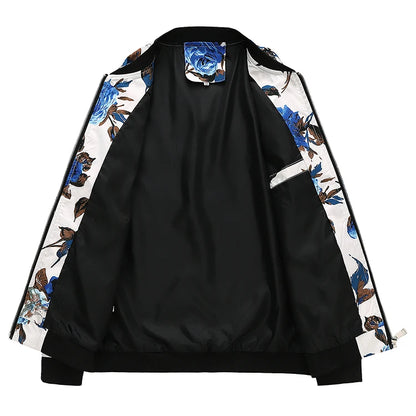 2025 Autumn New Printed Jackets Fashion Slim Fit Mens Casual Bomber Jacket Cardigan Zipper Coats Big Size 6XL Windbreaker Coat