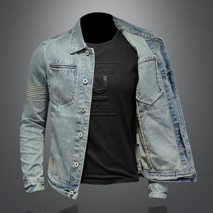 Men's Hooded Denim Jacket 2025 Fashion High-Quality All-In-One Light-Colored Embroidered Personality Large Size Casual Coat