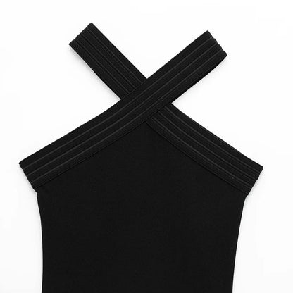 HXAO Halter Black Dress Women's Dresses Summer Sexy Bodycon Backless Short Dresses Woman Sleeveless Corset Elastic Vestidos 066