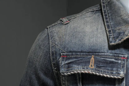 HKSH 2025 Spring Autumn New Man Tide Motorcycle Fashion Denim Jacket Trend Korean Slim Safari Style Casual Handsome Coats HK4817