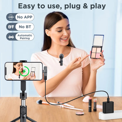 SNZIYAG K10 Wireless Lavalier Microphone Portable Audio Video Recording Mini Microphone for iPhone Android PC Live Gaming Phone