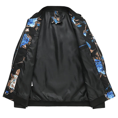 2025 Autumn New Printed Jackets Fashion Slim Fit Mens Casual Bomber Jacket Cardigan Zipper Coats Big Size 6XL Windbreaker Coat