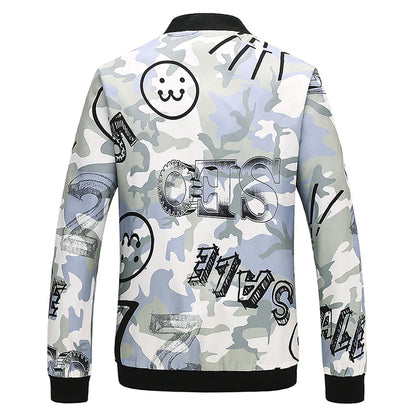 2025 Autumn New Printed Jackets Fashion Slim Fit Mens Casual Bomber Jacket Cardigan Zipper Coats Big Size 6XL Windbreaker Coat