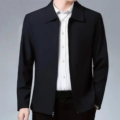 Men Coat Cardigan Solid Color Turn-down Collar Loose Cardigan Spring Jacket for Business Work Male Clothing Streetwear