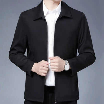 Men Coat Cardigan Solid Color Turn-down Collar Loose Cardigan Spring Jacket for Business Work Male Clothing Streetwear