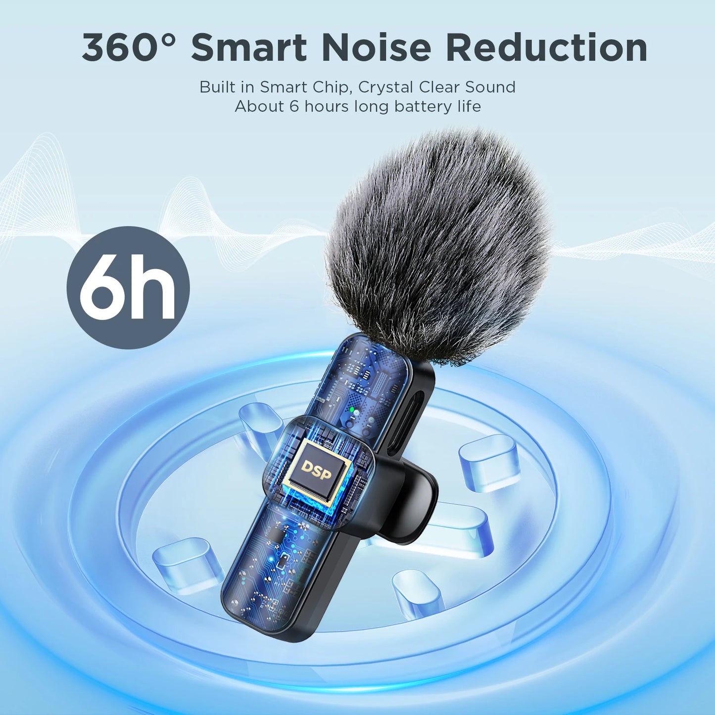 SNZIYAG K10 Wireless Lavalier Microphone Portable Audio Video Recording Mini Microphone for iPhone Android PC Live Gaming Phone