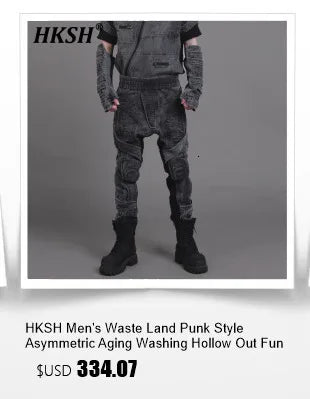 HKSH 2025 Spring Autumn New Man Tide Motorcycle Fashion Denim Jacket Trend Korean Slim Safari Style Casual Handsome Coats HK4817
