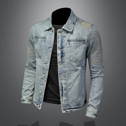 Men's Hooded Denim Jacket 2025 Fashion High-Quality All-In-One Light-Colored Embroidered Personality Large Size Casual Coat