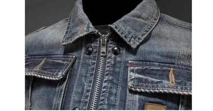 Autumn Winter Men's Denim Jackets Fashion Men Retro Streetwear Cowboy Jacket Men Hip Hop ZipperBiker Jean Coats Clothing