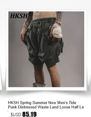 HKSH 2025 Spring Autumn New Man Tide Motorcycle Fashion Denim Jacket Trend Korean Slim Safari Style Casual Handsome Coats HK4817