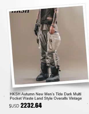 HKSH 2025 Spring Autumn New Man Tide Motorcycle Fashion Denim Jacket Trend Korean Slim Safari Style Casual Handsome Coats HK4817