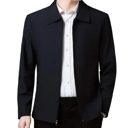 Men Coat Cardigan Solid Color Turn-down Collar Loose Cardigan Spring Jacket for Business Work Male Clothing Streetwear