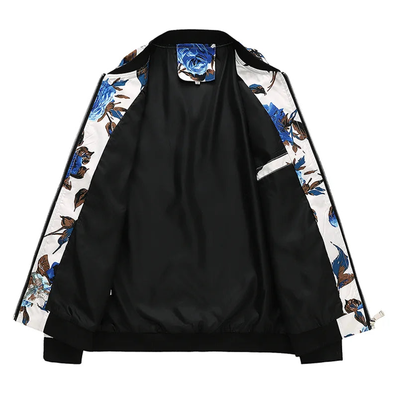 2025 Autumn New Printed Jackets Fashion Slim Fit Mens Casual Bomber Jacket Cardigan Zipper Coats Big Size 6XL Windbreaker Coat