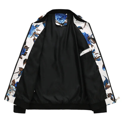 2025 Autumn New Printed Jackets Fashion Slim Fit Mens Casual Bomber Jacket Cardigan Zipper Coats Big Size 6XL Windbreaker Coat