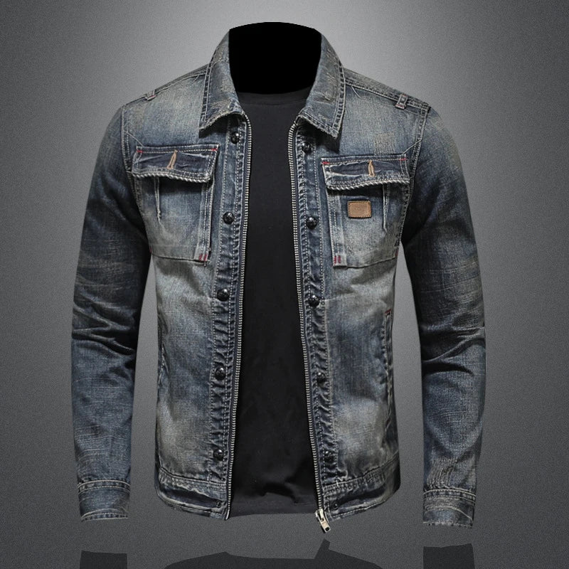 Autumn Winter Men's Denim Jackets Fashion Men Retro Streetwear Cowboy Jacket Men Hip Hop ZipperBiker Jean Coats Clothing