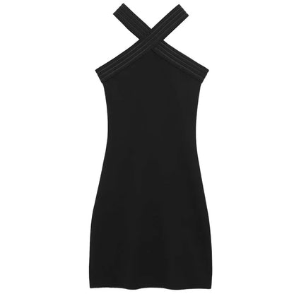HXAO Halter Black Dress Women's Dresses Summer Sexy Bodycon Backless Short Dresses Woman Sleeveless Corset Elastic Vestidos 066