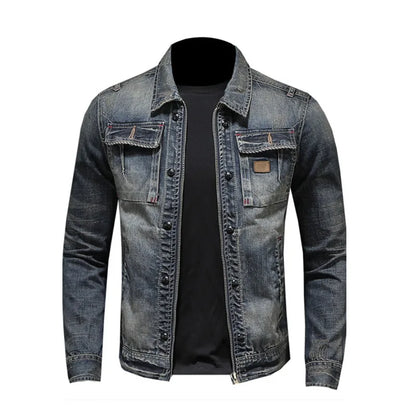 HKSH 2025 Spring Autumn New Man Tide Motorcycle Fashion Denim Jacket Trend Korean Slim Safari Style Casual Handsome Coats HK4817