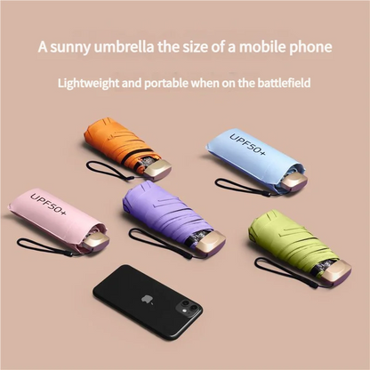 Ultra Light Small Mini Women Five Fold Umbrella Sun Proof Sun Proof Anti UV Sun Rain Dual Use Umbrella Thick Black Glue Pocket S