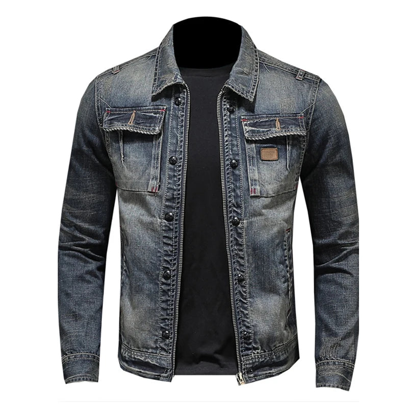 Autumn Winter Men's Denim Jackets Fashion Men Retro Streetwear Cowboy Jacket Men Hip Hop ZipperBiker Jean Coats Clothing