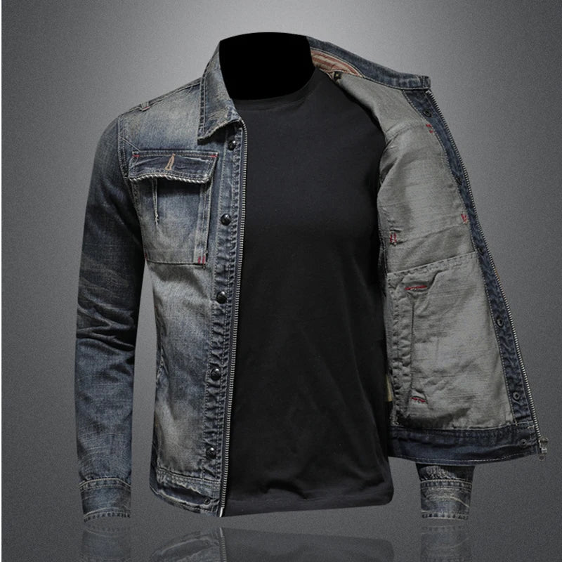 Autumn Winter Men's Denim Jackets Fashion Men Retro Streetwear Cowboy Jacket Men Hip Hop ZipperBiker Jean Coats Clothing