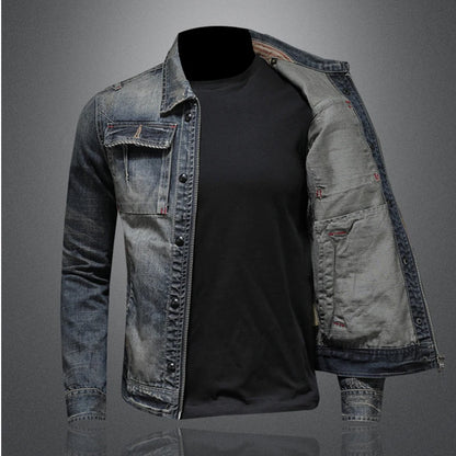 Autumn Winter Men's Denim Jackets Fashion Men Retro Streetwear Cowboy Jacket Men Hip Hop ZipperBiker Jean Coats Clothing
