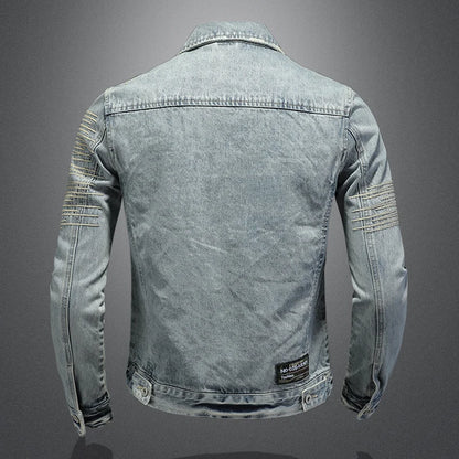 Men's Hooded Denim Jacket 2025 Fashion High-Quality All-In-One Light-Colored Embroidered Personality Large Size Casual Coat