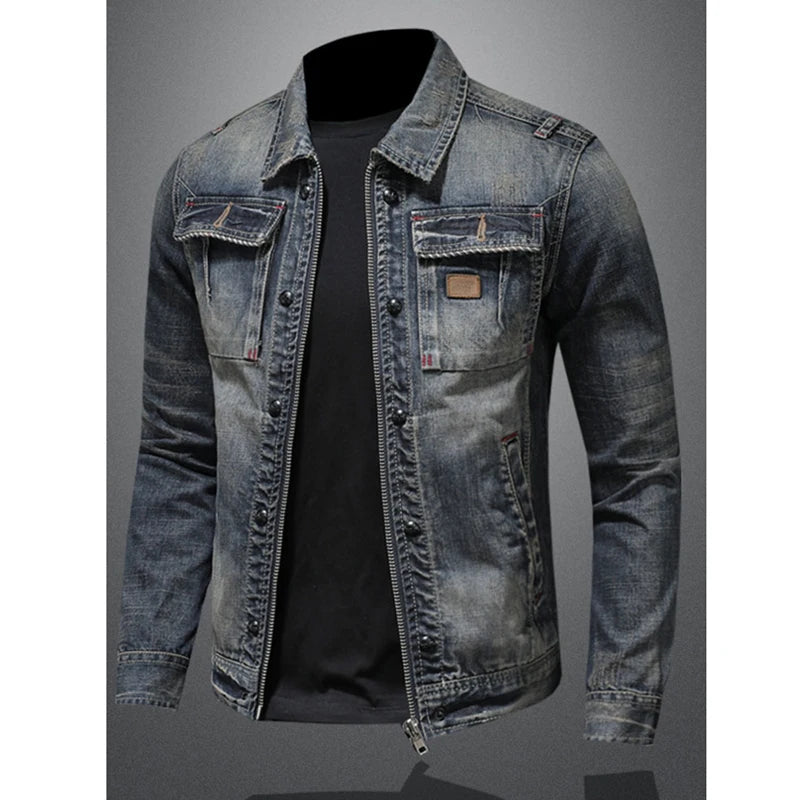 Autumn Winter Men's Denim Jackets Fashion Men Retro Streetwear Cowboy Jacket Men Hip Hop ZipperBiker Jean Coats Clothing