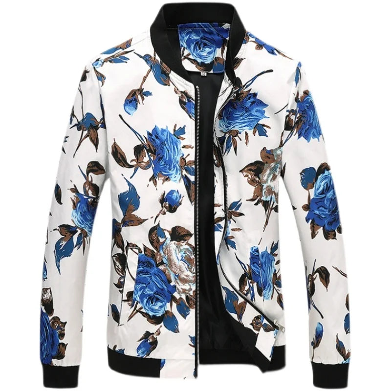 2025 Autumn New Printed Jackets Fashion Slim Fit Mens Casual Bomber Jacket Cardigan Zipper Coats Big Size 6XL Windbreaker Coat